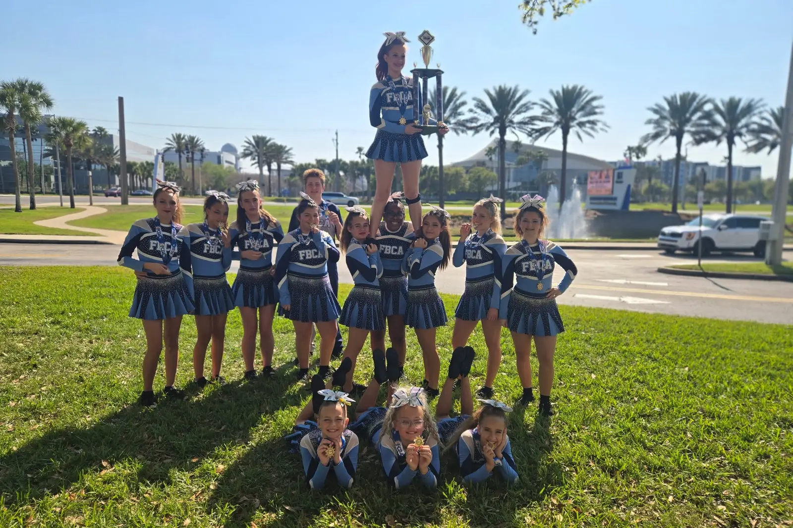 The competition cheer squad showing off their reward for months of hard work.